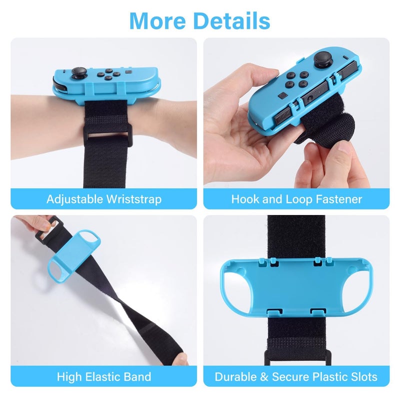 JoyHood 2 Pack Wrist Band Straps compatible with Dance Game 2022 2021 2020 2019 & Zumba Burn It Up for Switch/Switch OLED Joy-Con, Adjustable Elastic Strap Switch Controller Accessories (Red & Blue) - Image 4